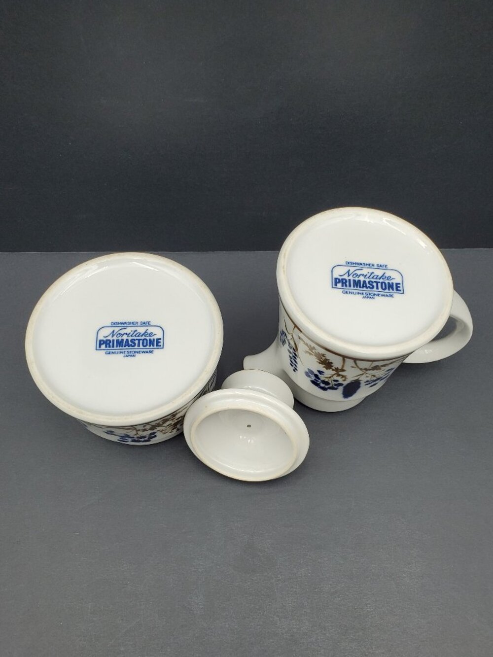 Noritake Winsome Creamer & Sugar Bowl Primastone Blue Wildflowers Creamer Set - Picture 4 of 7